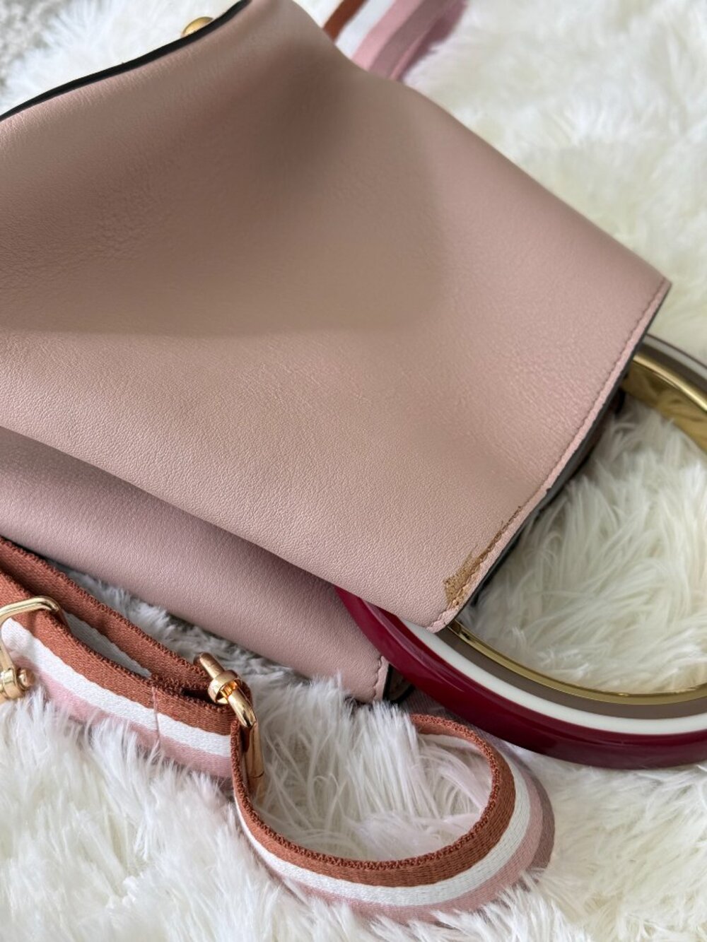 Marni Mini Bucket Bag Pink | Gold Ring Handle | Excellent + Bonus Strap - Picture 3 of 13